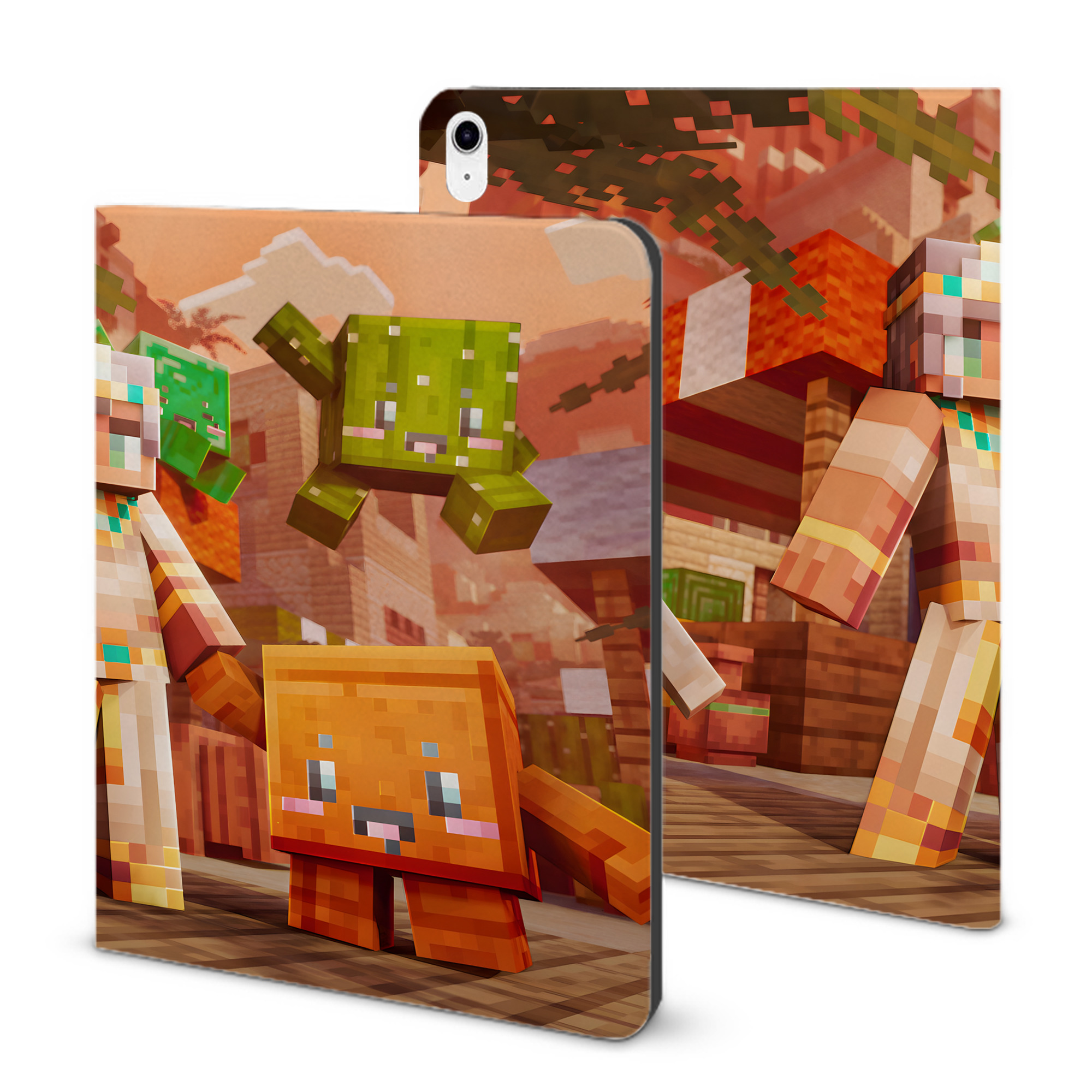 （画像用） マインクラフト ブロックの世界 Minecraft MC Block world IPad ケース ブック型 PUレザー TPU 耐衝撃 軽量 薄型 ペン収納なし 全面保護 IPad 各モデル対応